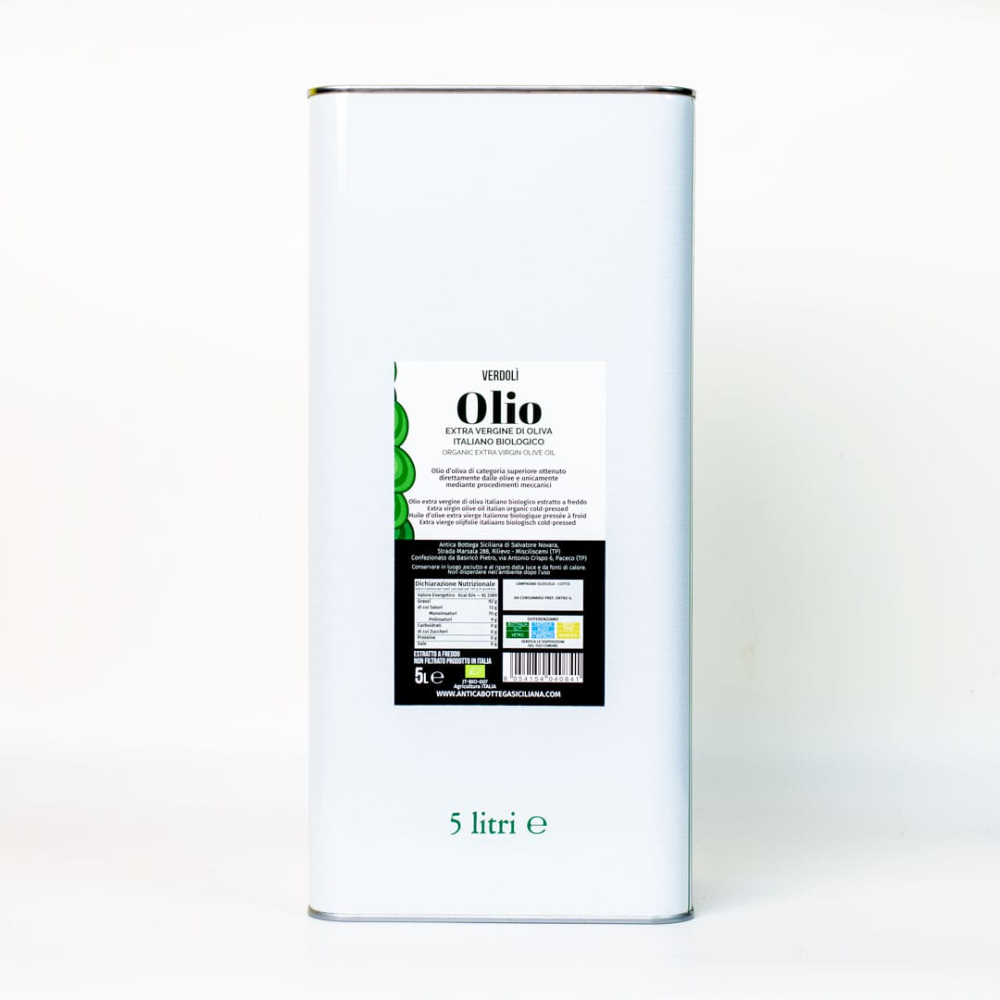 Olio EVO Biologico Italiano "Verdolì" - 5 Litri
