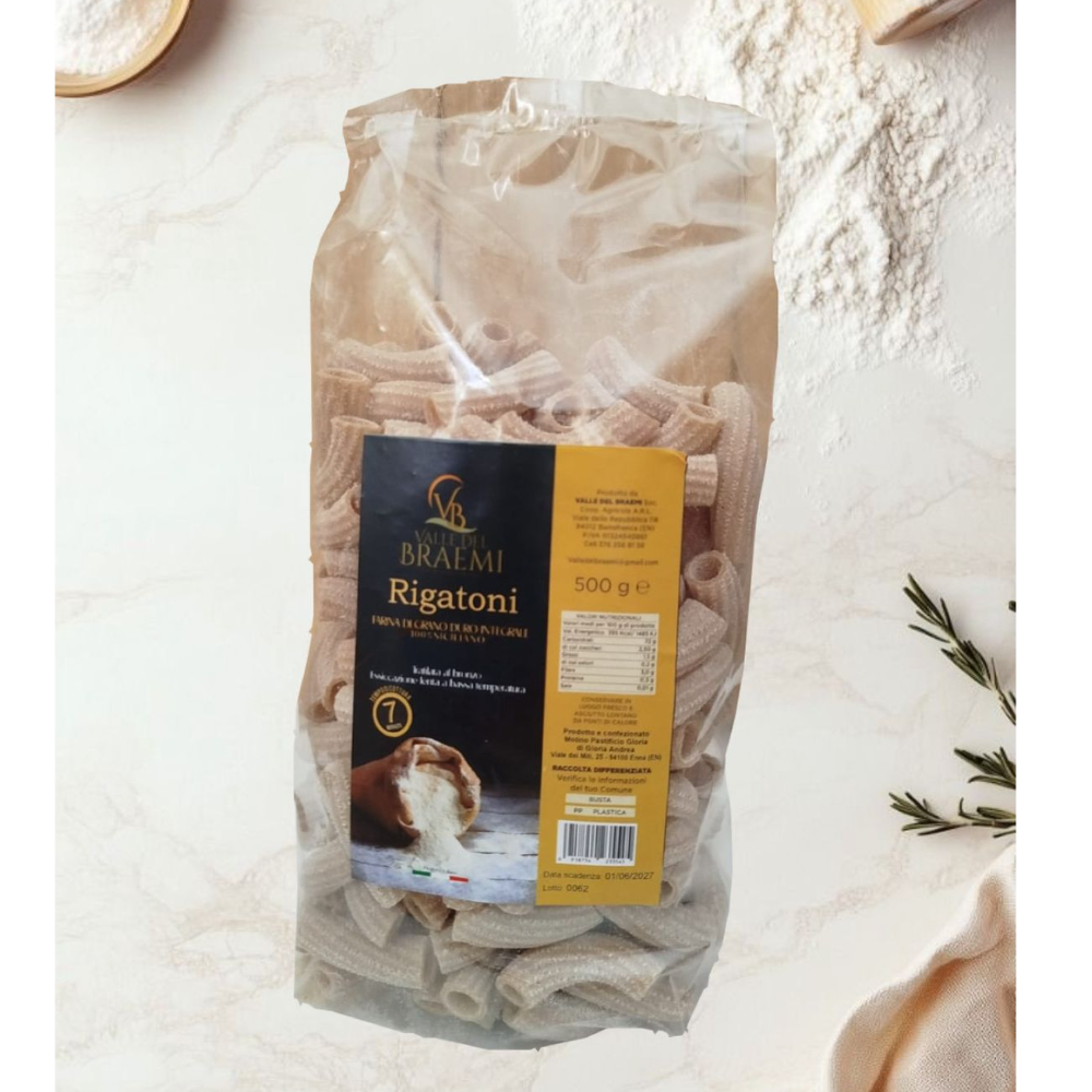 Rigatoni Integrali di Grano Duro Siciliano Trafilati al Bronzo - 2Kg o 3Kg
