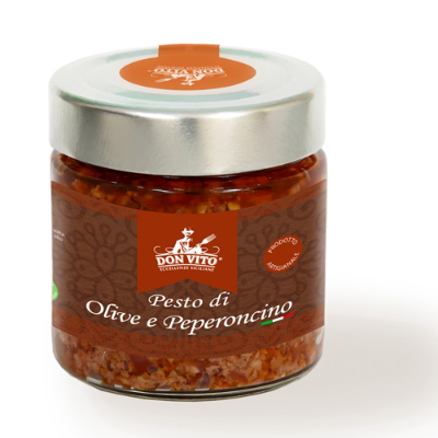 Pesto di Olive Nere e Peperoncino - 40g o 200g