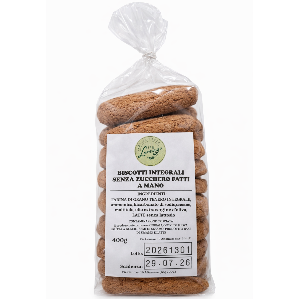 Biscotti Integrali Senza Zucchero Fatti a Mano - 400g
