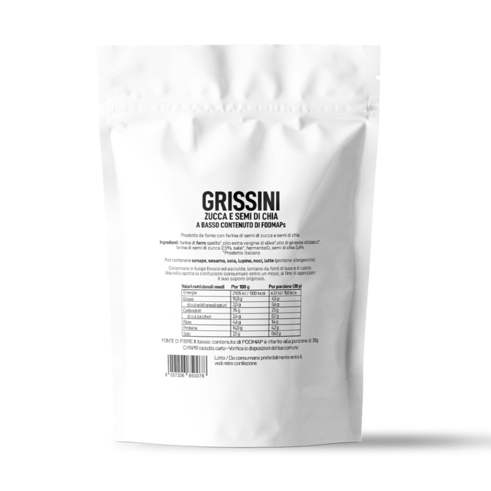 Grissini Low Fodmap con Zucca e Semi di Chia - 150g