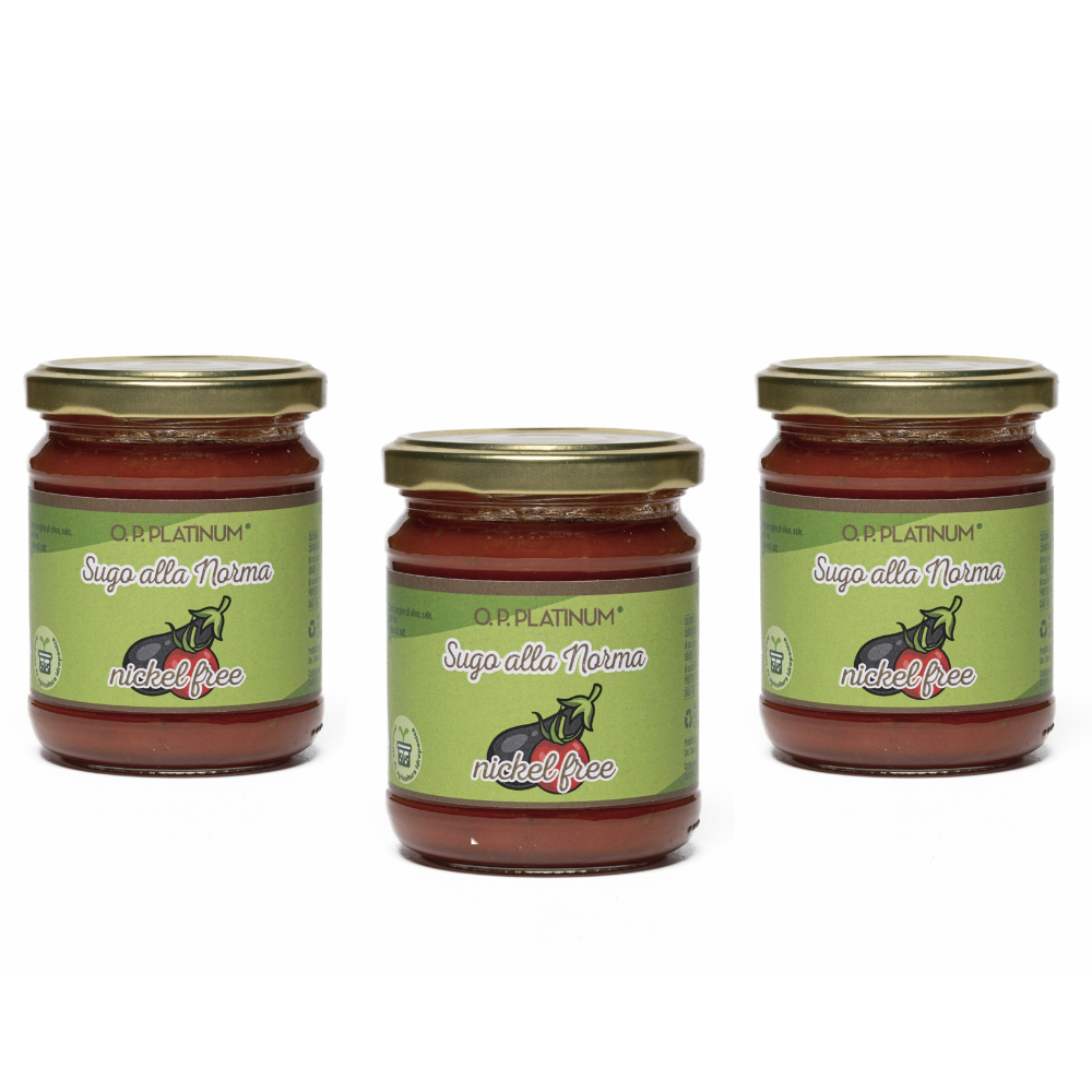 Sugo alla Norma Nickel-Free con Melanzane e Pomodoro Siciliano Senza Nichel - 3 Confezioni da 190g