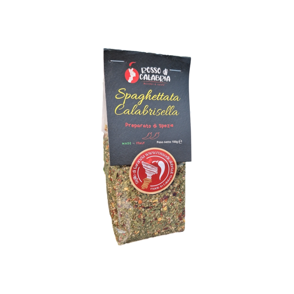 Preparato di Spezie "Spaghettata Calabrisella" con Aglio, Peperoncino Calabrese, Prezzemolo e Pomodori Essiccati - 100g