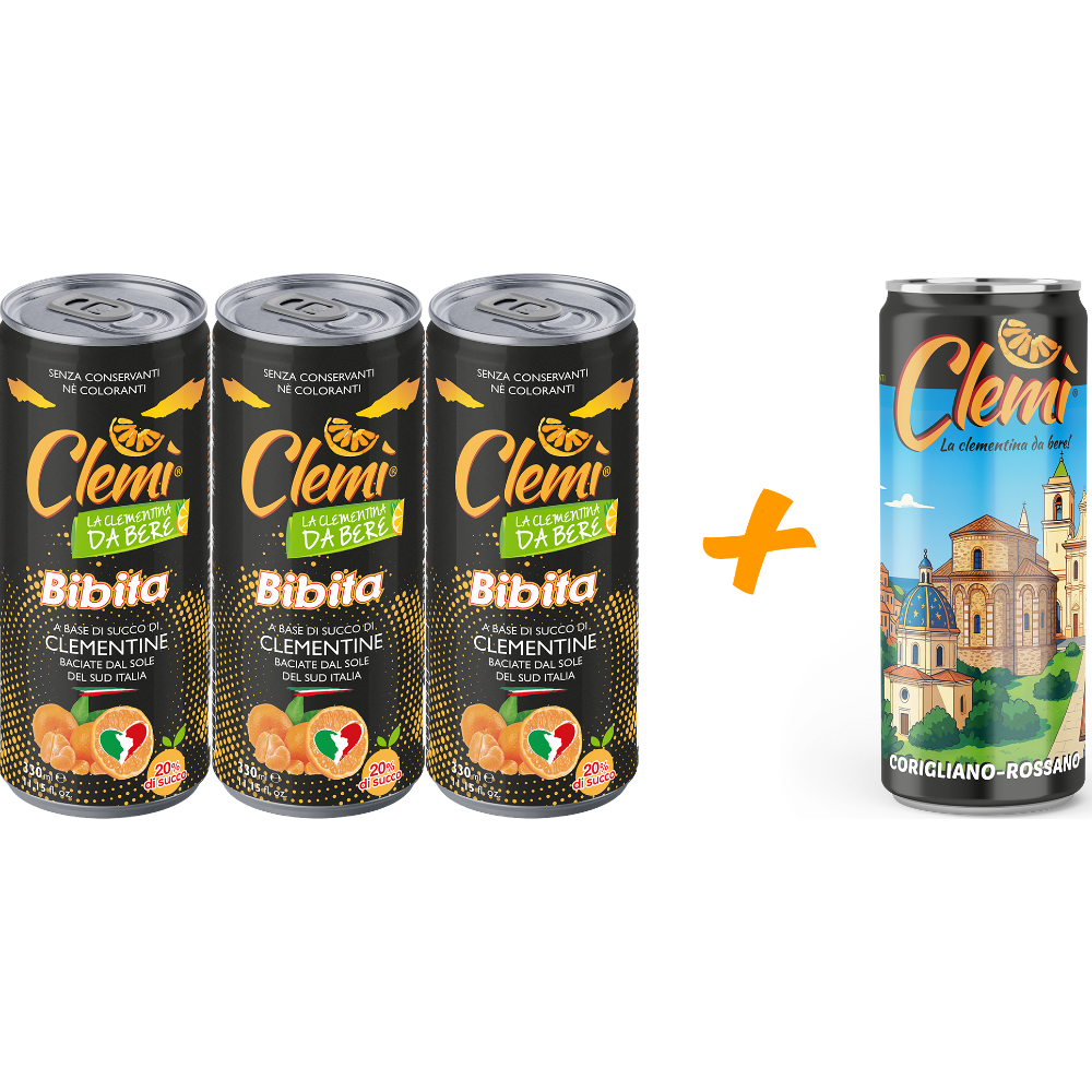 Bibita di Clementine "Clemì": 3 Lattine da 33cl + 1 Lattina Special Edition