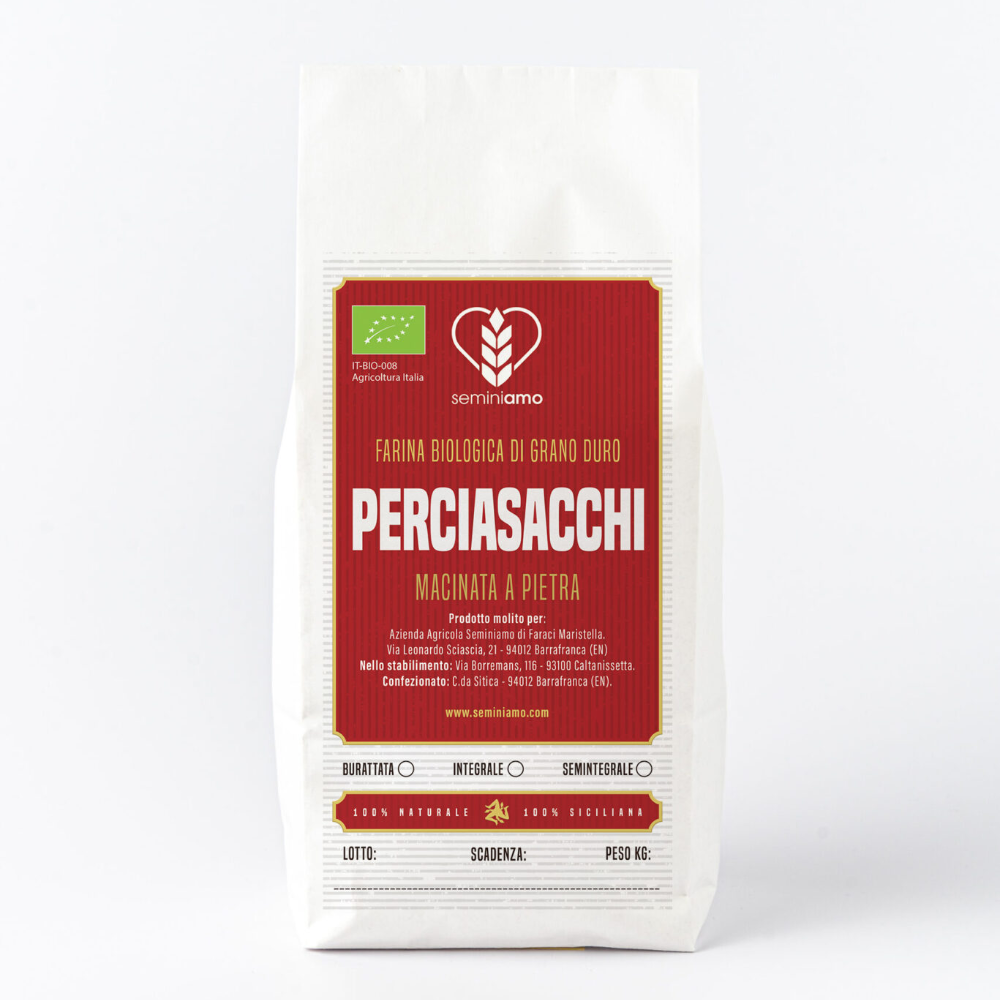 Farina di Grano Duro Perciasacchi Siciliana Macinata a Pietra - 1 Kg
