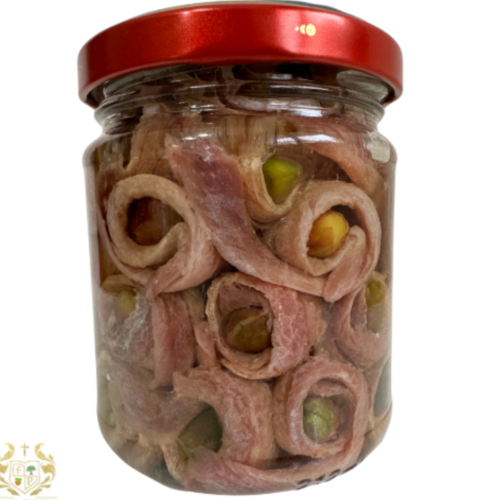 Filetti di Acciughe Arrotolate con Pistacchi - 200g