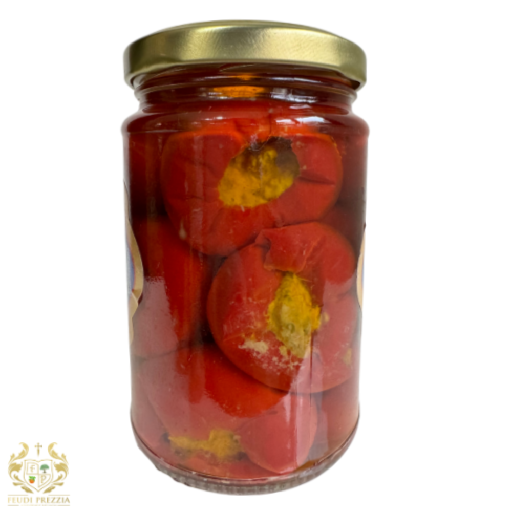 Peperoncini Farciti con Capperi e Acciughe in Olio di Semi di Girasole - 200g
