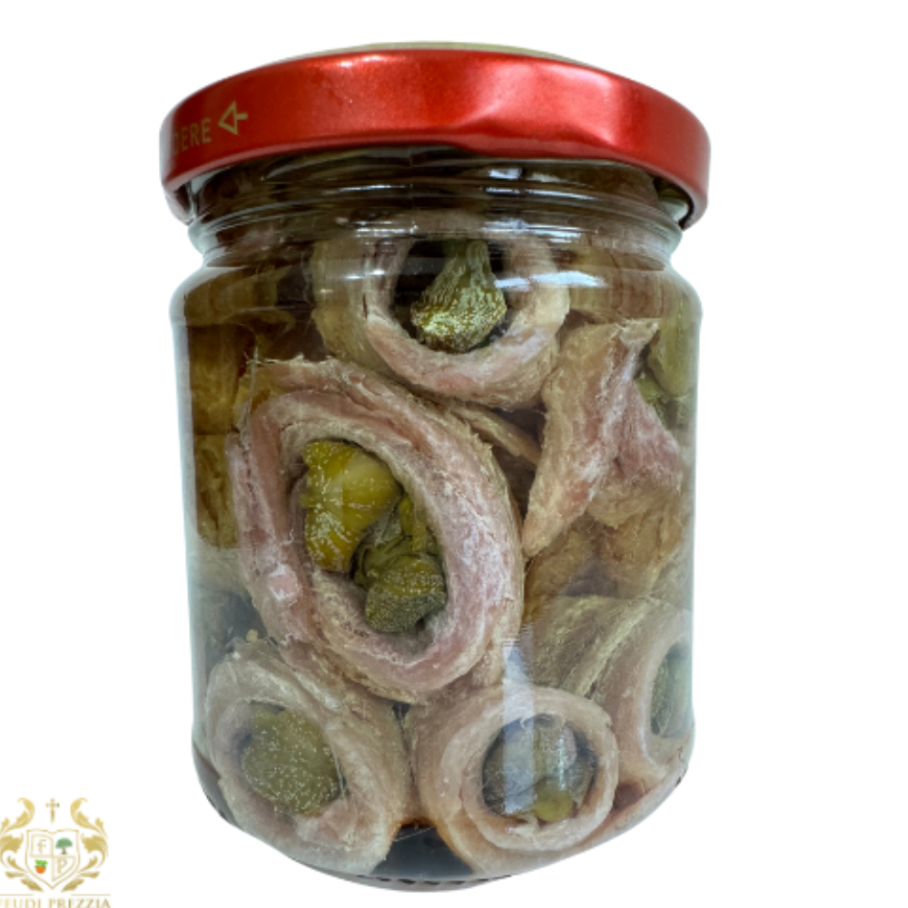 Filetti di Acciughe Arrotolate con Capperi - 200g