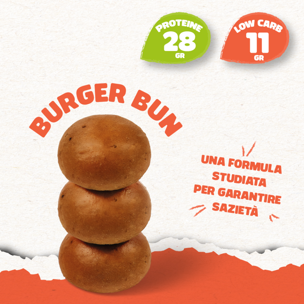 Burger Bun Proteici Low Carb - 3 Panini da 125g l'uno (375g)