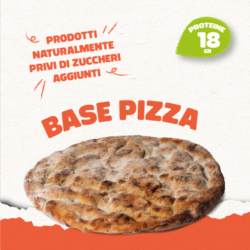 Base Pizza Proteica Vegetale da Ø22cm - 14 Basi da 120g (2 Pezzi per Busta)