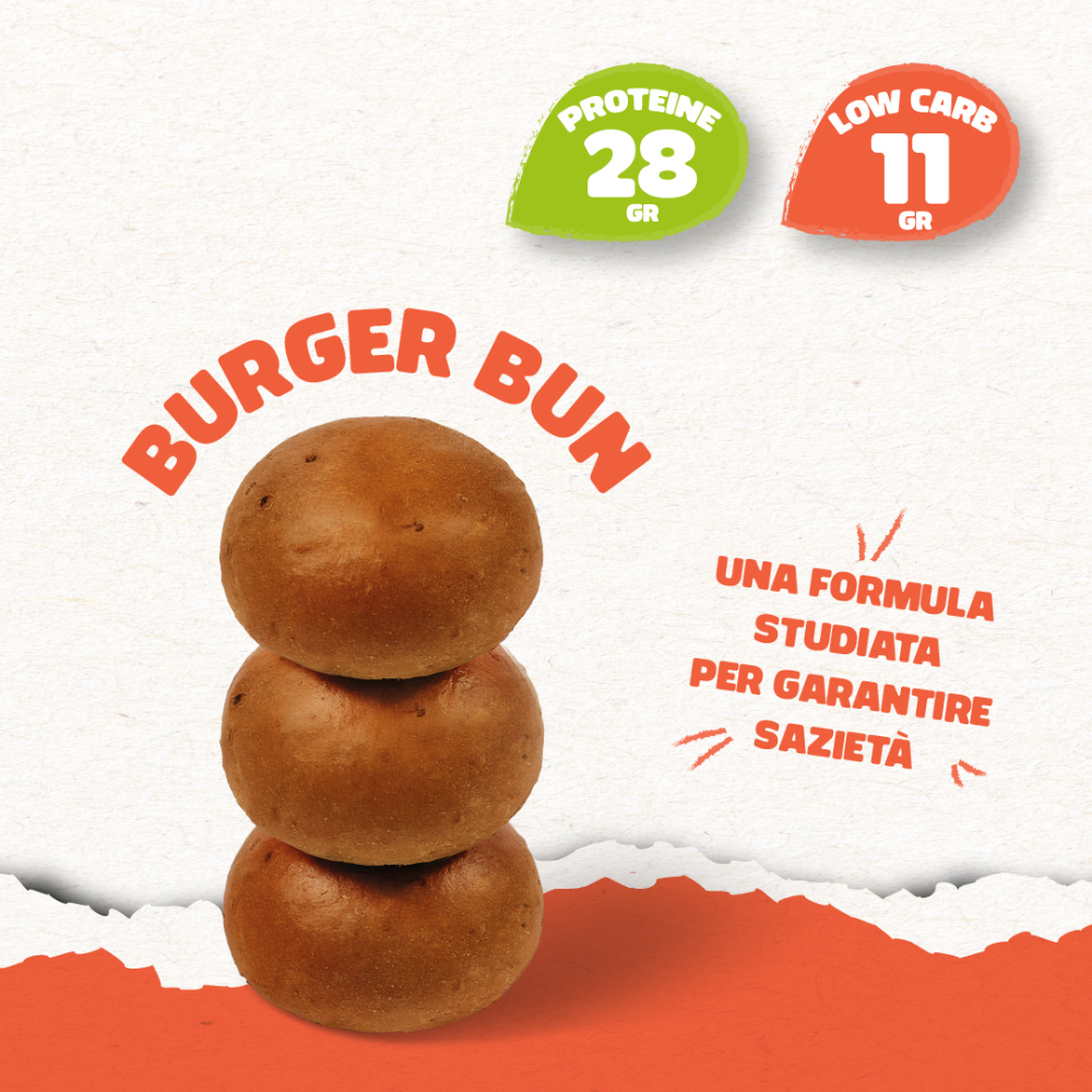 3 Burger Bun Proteici Vegetali & Low Carb – 125g l’uno