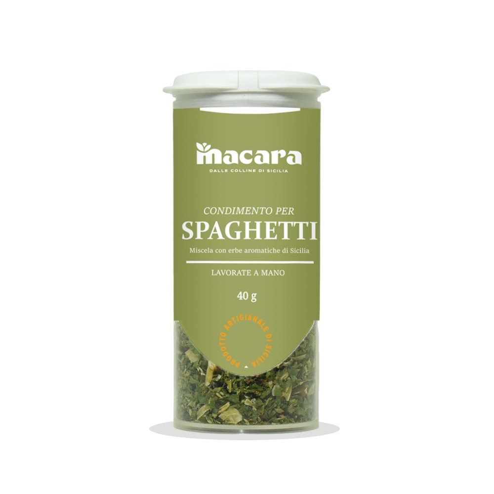 Condimento a Base di Erbe Aromatiche di Sicilia per Spaghetti con Dosatore - 40gr