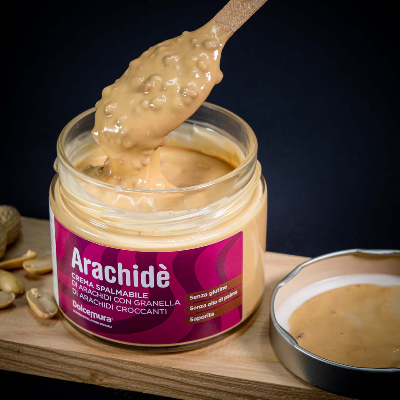 Crema Spalmabile Artigianale al Burro di Arachidi con Granella di Arachidi - Senza Glutine e Senza Lattosio - 250g