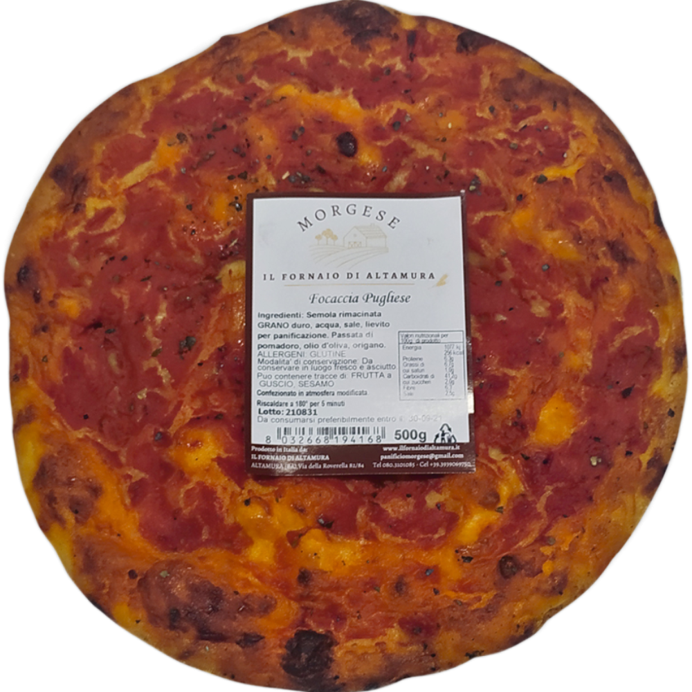 Focaccia Pugliese con Pomodoro Pelato - 10 Pezzi da 500g