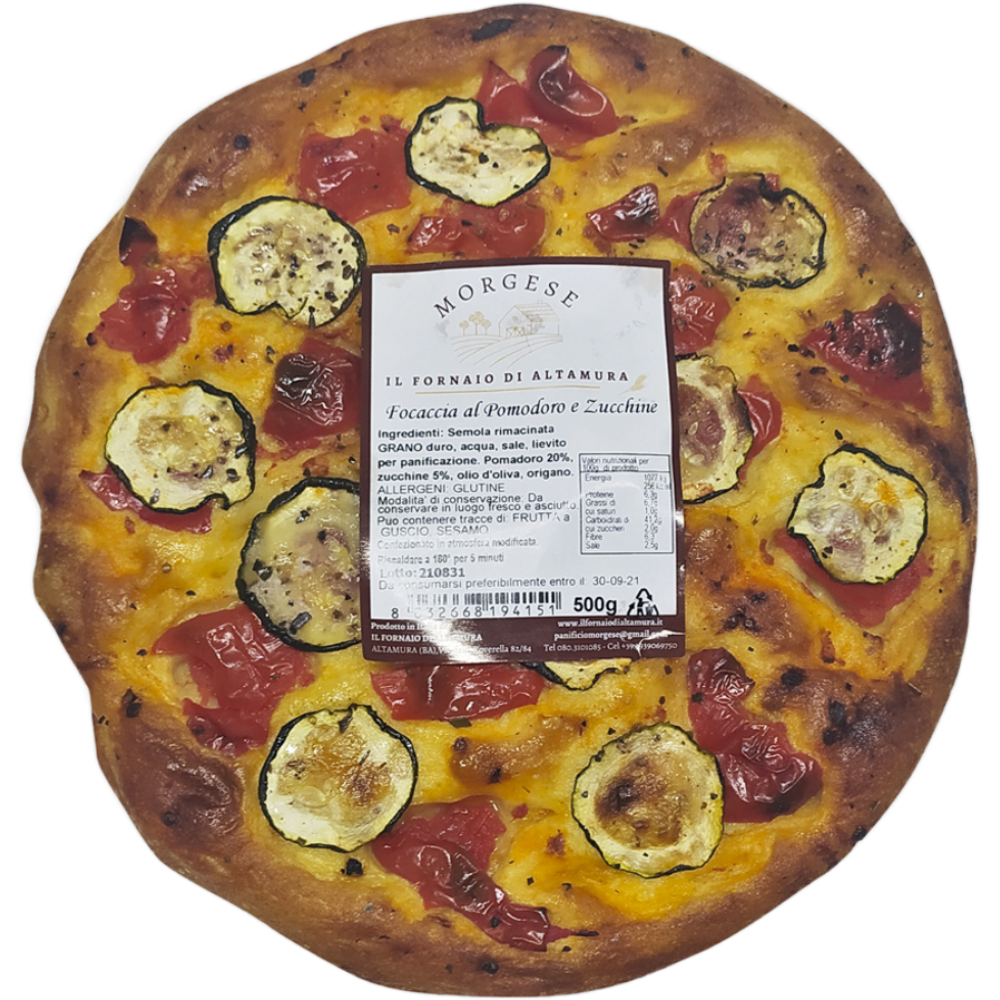 Focaccia Pugliese Pomodoro e Zucchine - 10 Pezzi da 500g