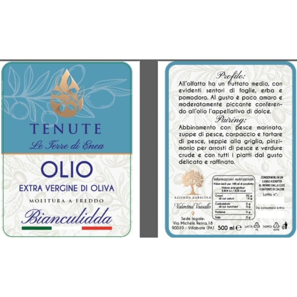 Olio extravergine d'oliva siciliano Biancolidda  75 cl