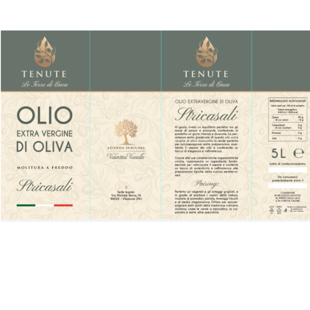Olio extravergine d'oliva siciliano Stricasali latta 5 litri 