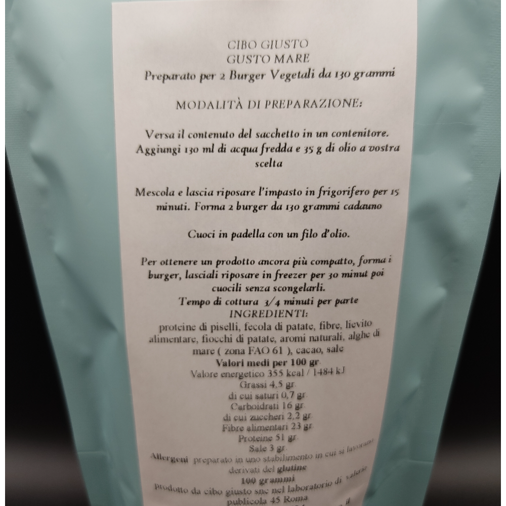 Preparato per Burger 100% Vegetali al Gusto  Mare - 100g