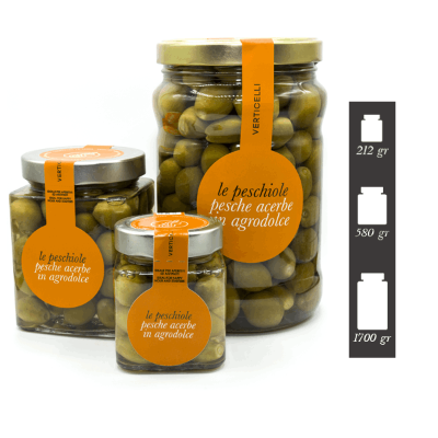 Peschiole Acerbe in Agrodolce - 212g, 580g o 1,7Kg