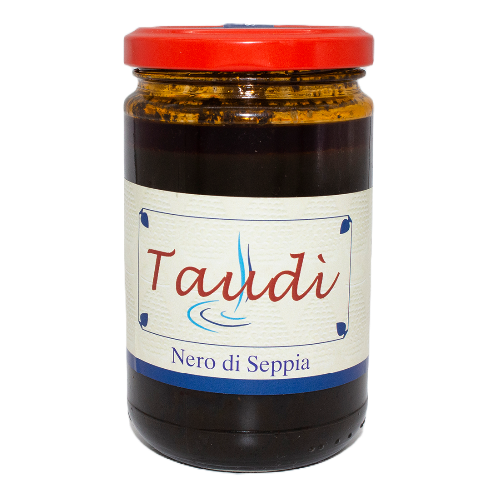 Sugo al Nero di Seppia Taudì - con pezzetti di seppia - Sugo pronto in barattolo - Gusto intenso e tradizionale della cucina siciliana