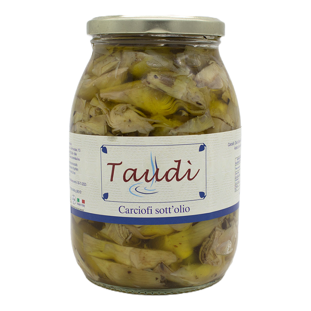 Carciofi alla Contadina Sott'olio - Taudì Conserve Artigianali Siciliane in Vetro, Ingredienti Naturali