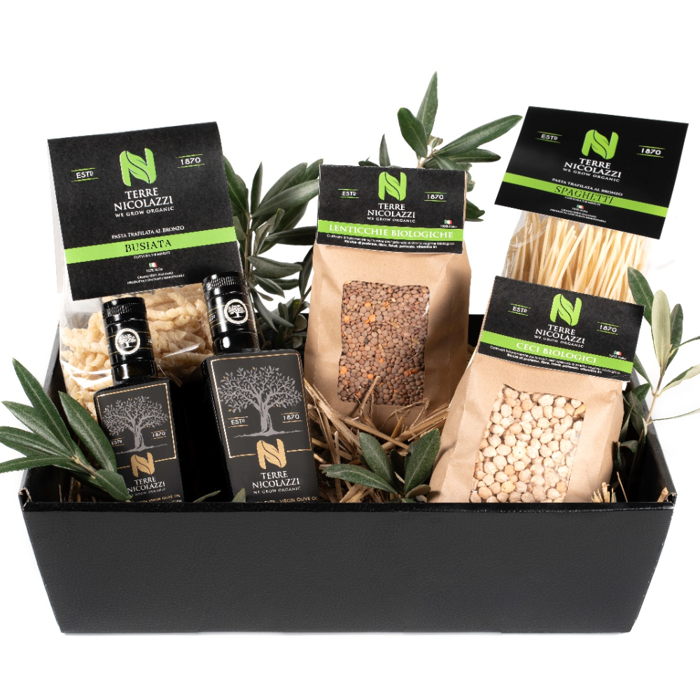 BOX Degustazione Terre Nicolazzi: Olio, Pasta e Legumi Biologici - 3Kg