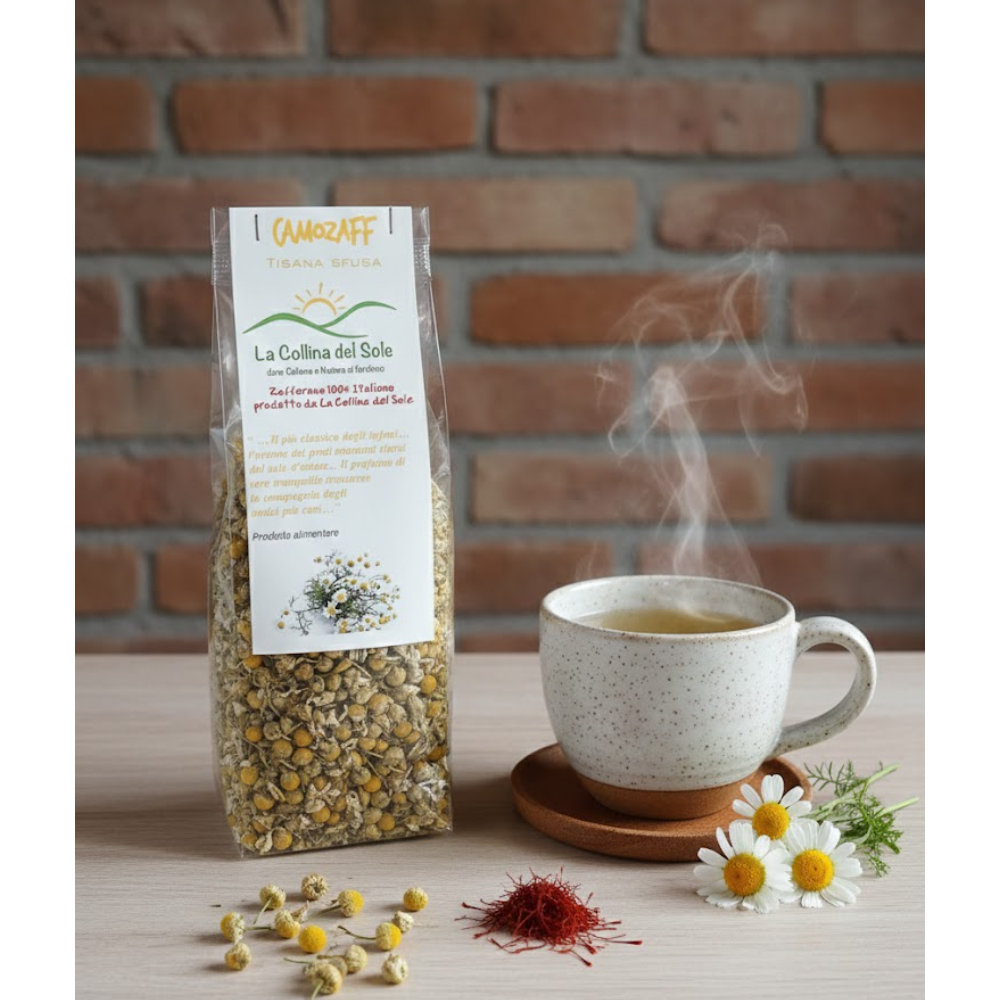 Tisana Sfusa Relax: Camomilla e Zafferano Biodinamico "Camozaff" - 50g