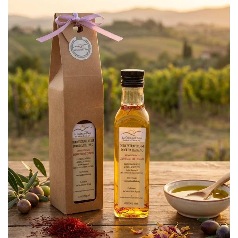 Olio EVO aromatizzato allo Zafferano del Chianti: L’Eccellenza 100% Biodinamica (250ml)