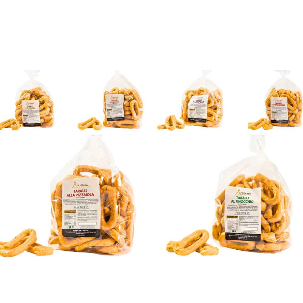 Box Regalo con una Selezione di 6 Gusti di Taralli Pugliesi - 6 Pezzi da 400g