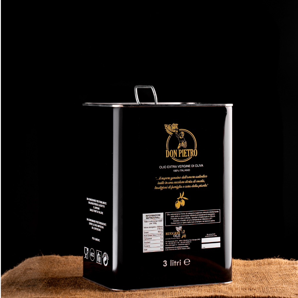 Olio Extravergine di Oliva 100% Italiano "Don Pietro" - Lattina da 3 Litri