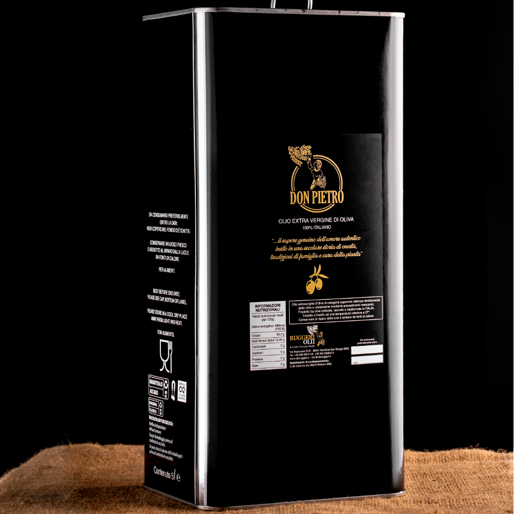 Olio Extravergine di Oliva 100% Italiano "Don Pietro" - Lattina da 5 Litri