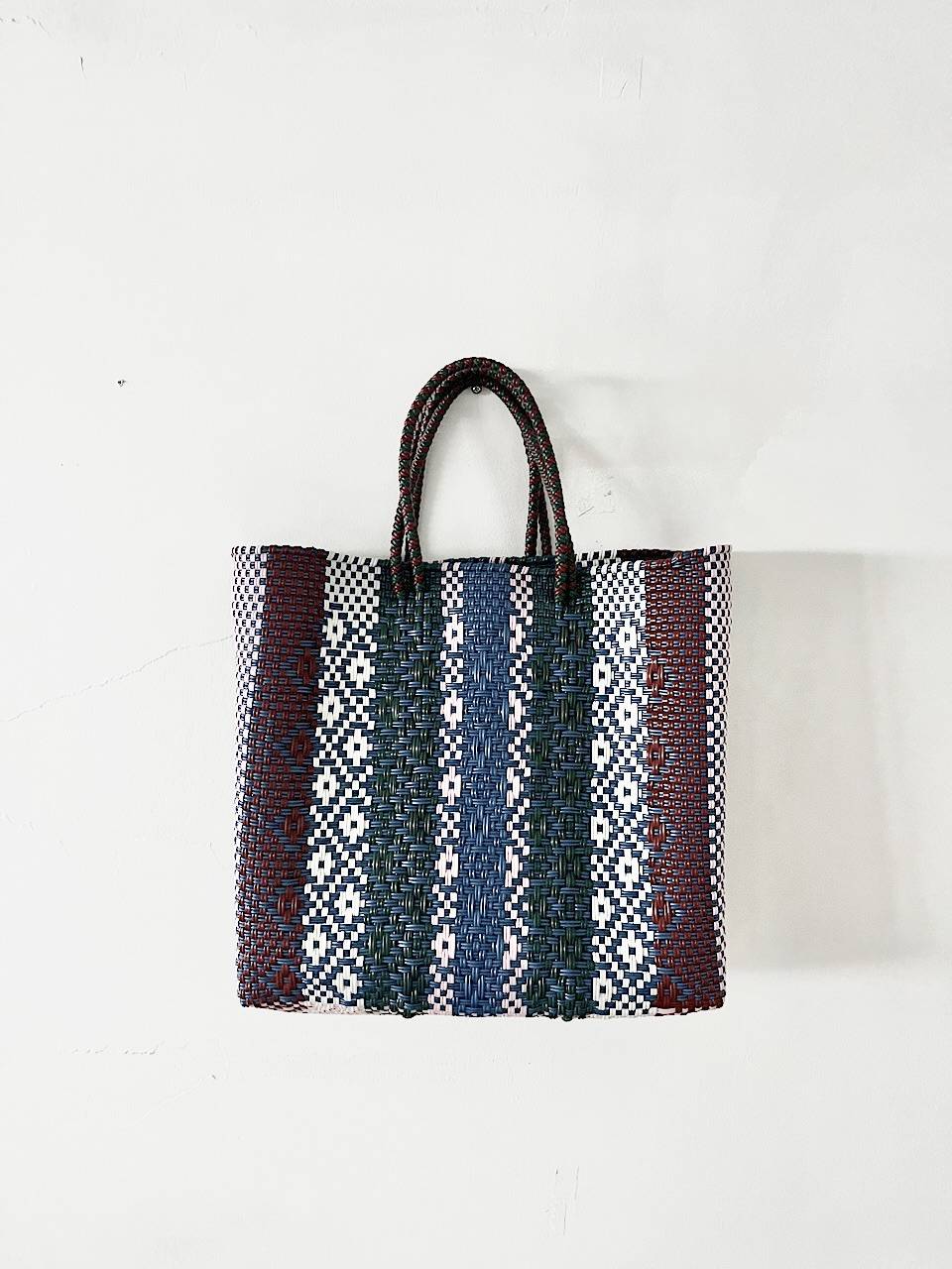 【美品】メキシコ　メルカドバッグ　青白茶緑　