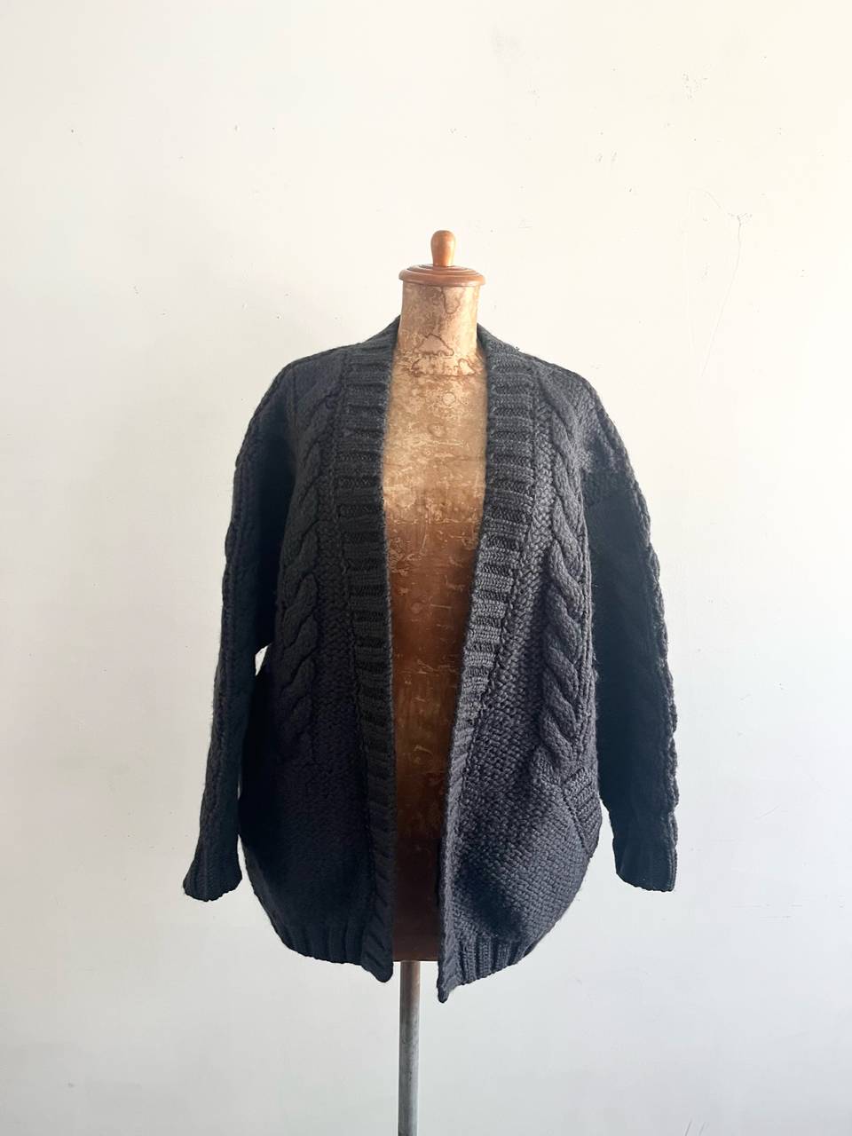 【美品】ichi ウールカーディガン　フリーサイズ　チャコールグレー