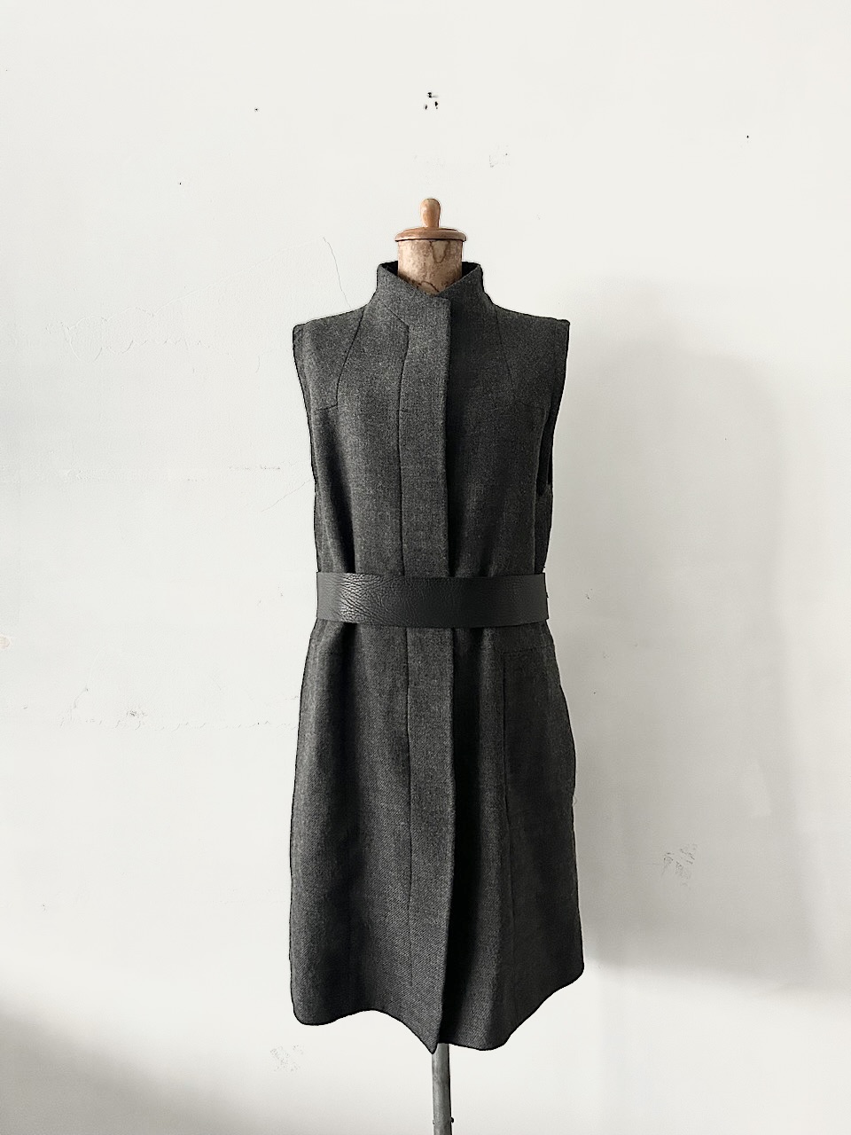 MARNI　ツイード　ノースリーブ　ワンピース　レザーベルト　サイズ38