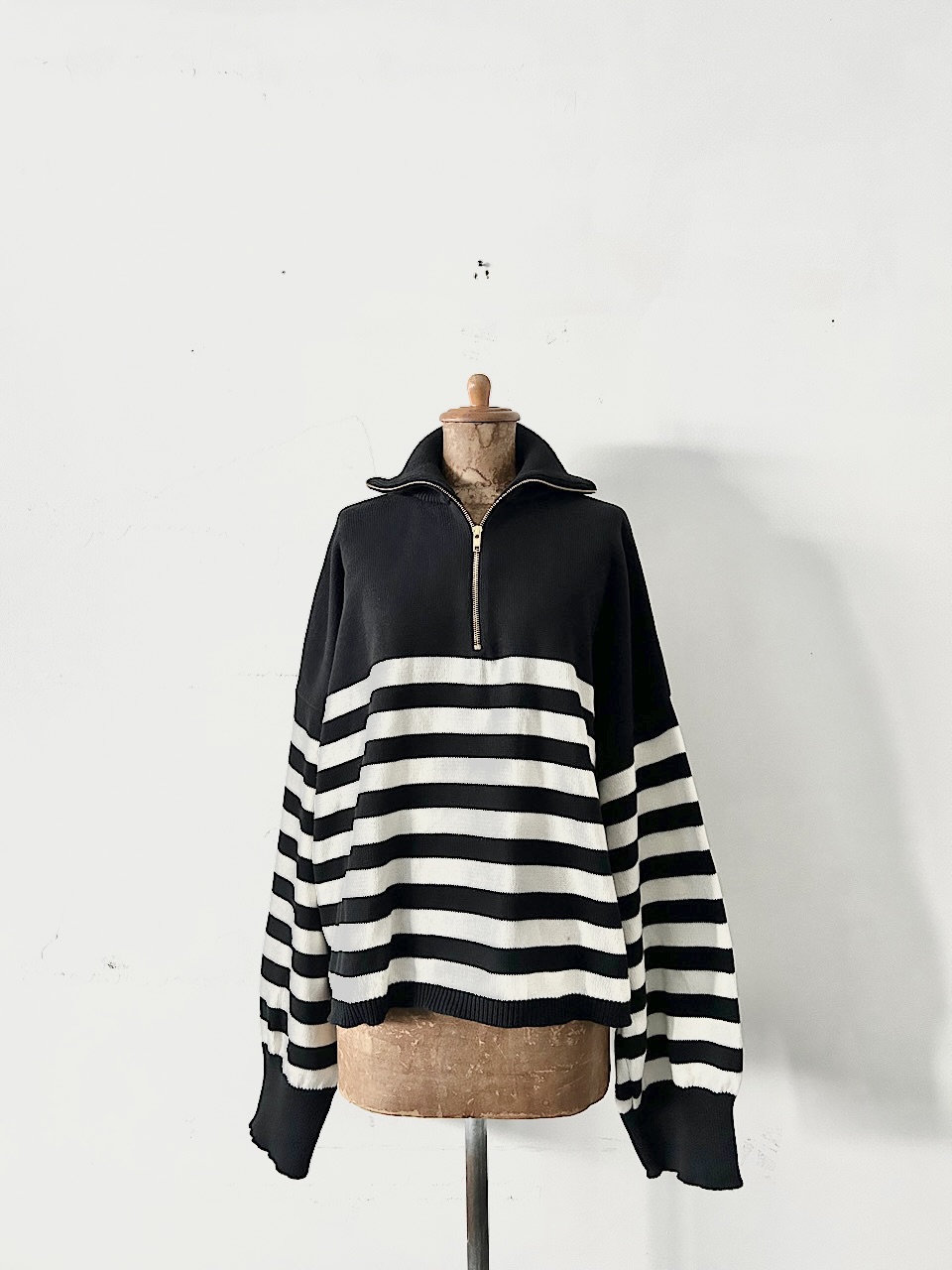 【美品】TRICOTS JEAN MARC　ZIPニットボーダープルオーバー