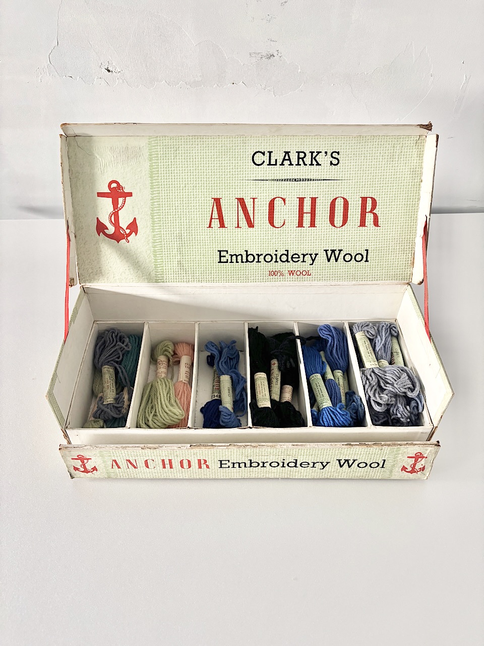【イギリスアンティーク】Anchor社　毛糸付　BOX 1940年代　 