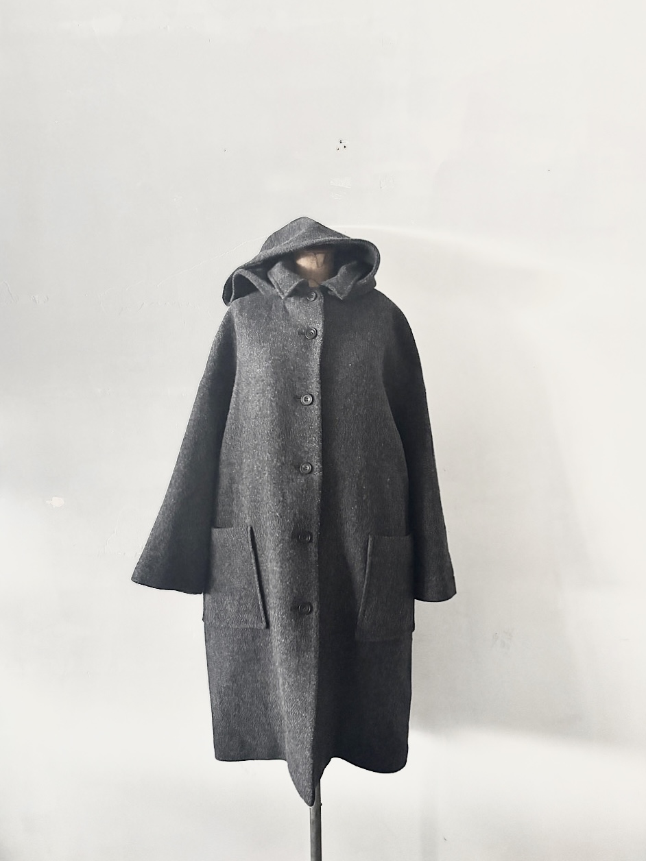 【美品】maison de soil　BRITISH WOOL TWEED DETACHABLE HOODED COAT