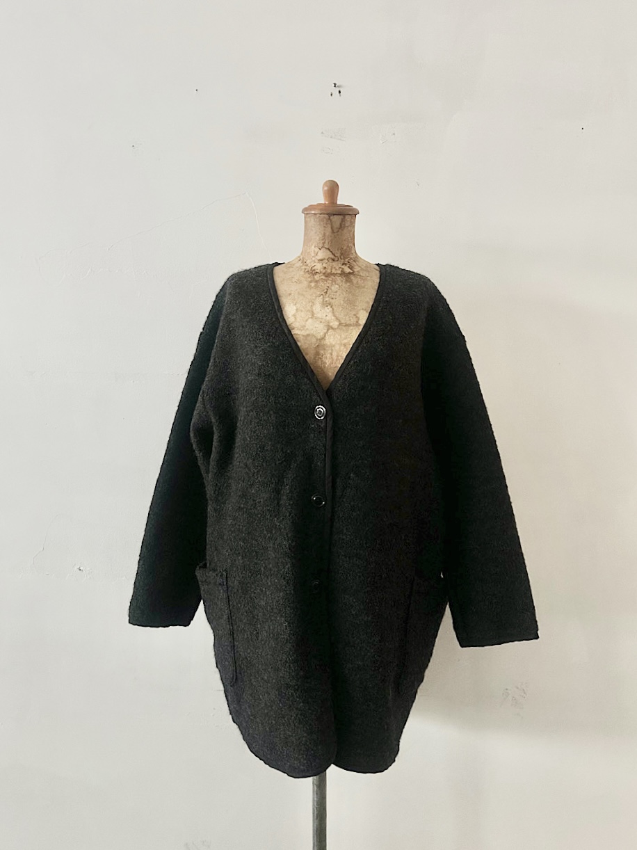 【美品】LABORATORY　ウールカーディガン　チャコールグレー