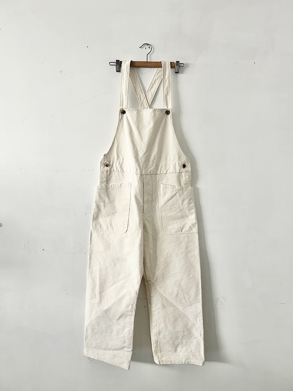 【美品】YAECA　キャンバス　コットン　ナイロン　サロペット　サイズ　M　アイボリー　