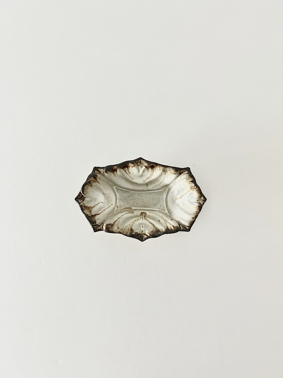 【美品】藤原純　ハート鉢　白