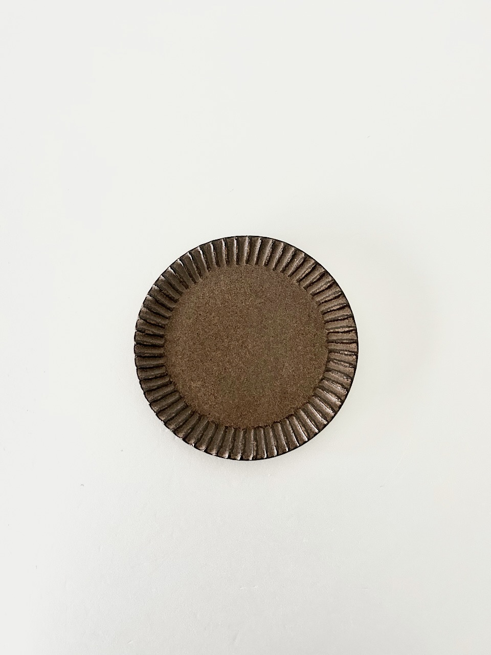 【美品】小澤基晴　6寸ブロンズしのぎケーキ皿 