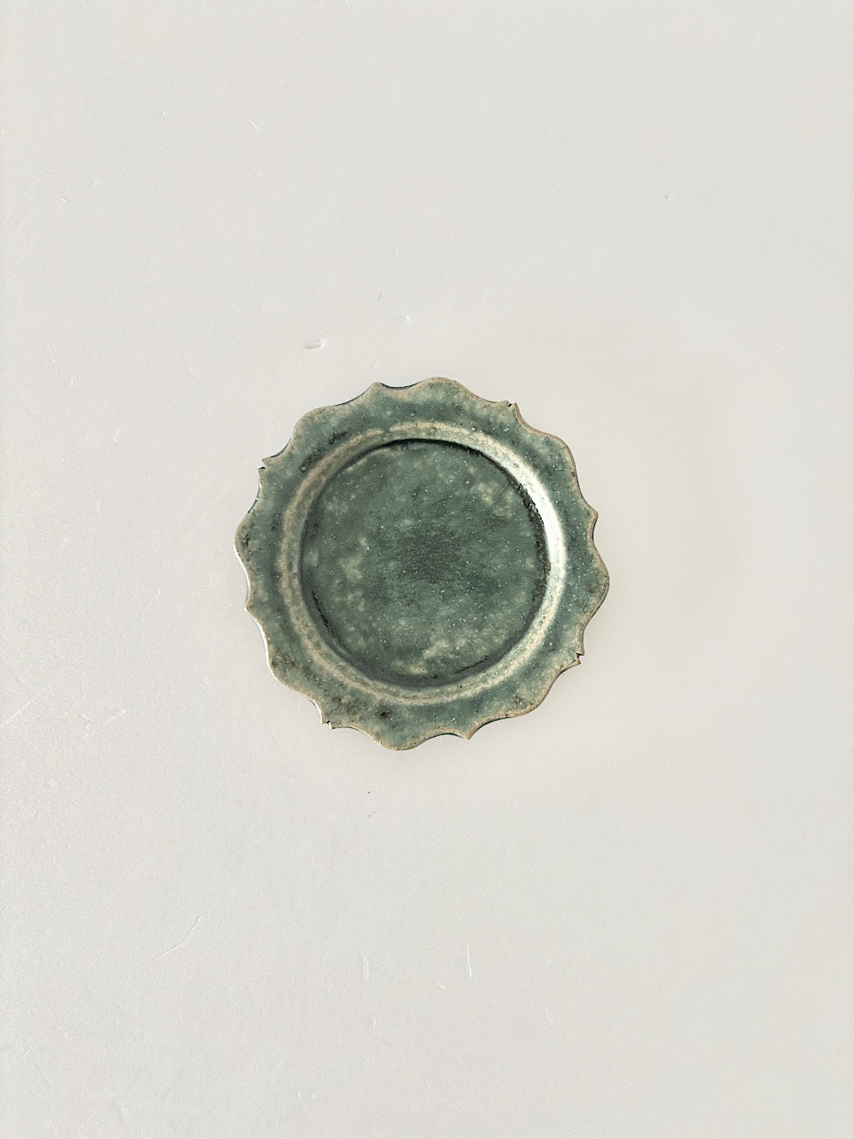 【美品】藤原純　14㎝　小皿　緑　