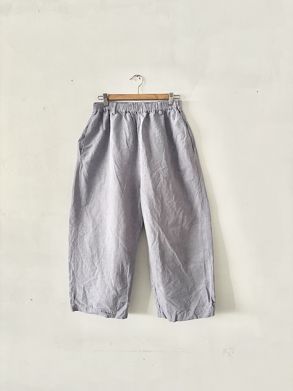 nestRobe　リネンコットンクロップドワイドパンツ 　ブルーパープル　