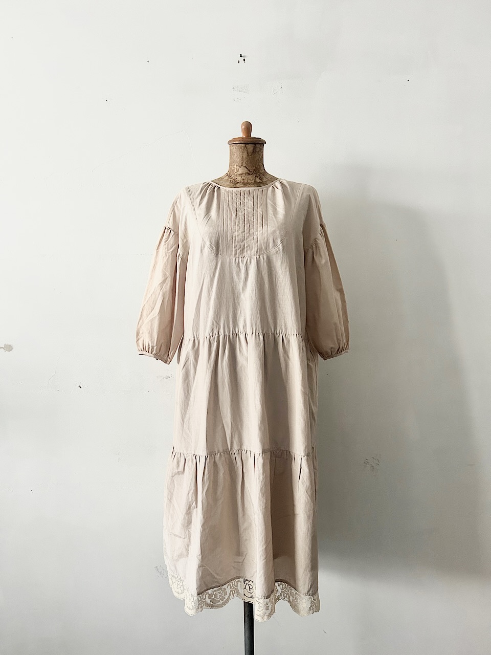 【美品】Le petit Cleu　コットンシルク　レース切替　ワンピース