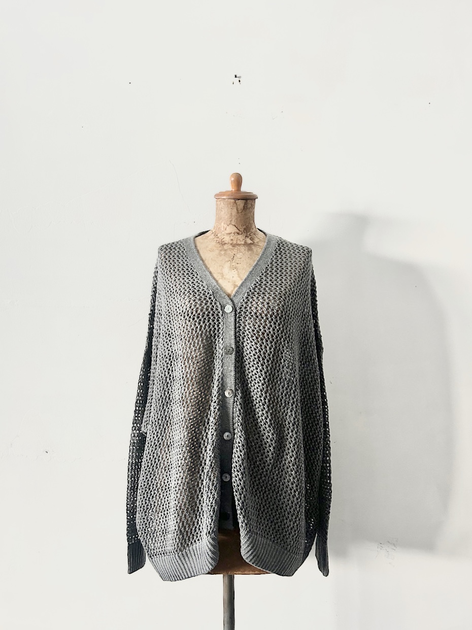 【美品】mizuiro ind　メッシュVネックカーディガン