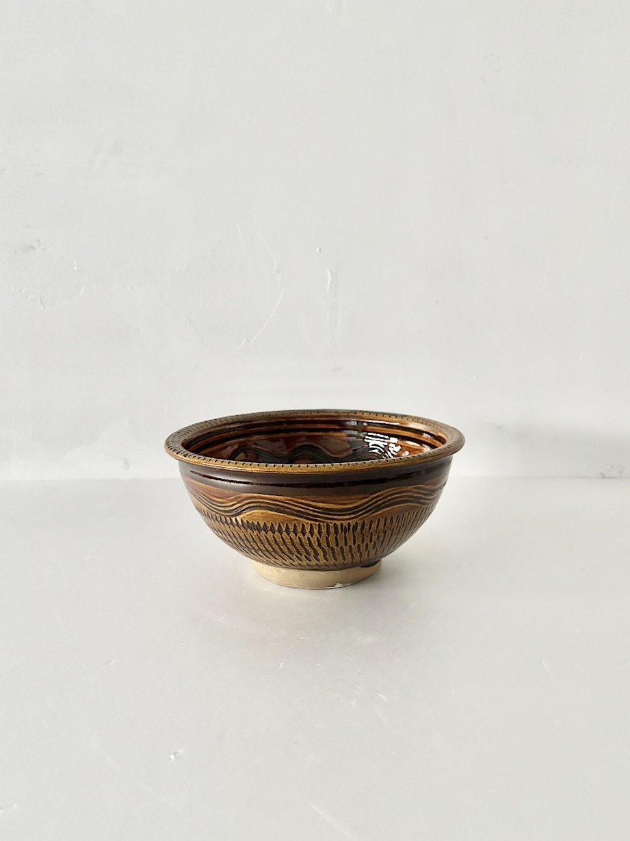 【美品】小鹿田焼　7寸深鉢　飛び鉋