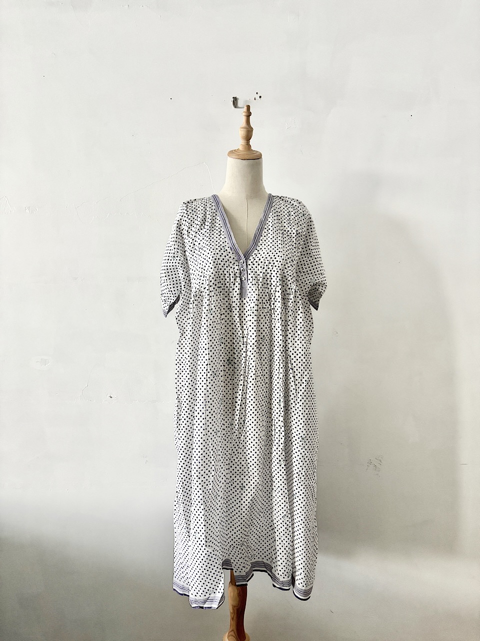 【美品】maison de soil メゾンドソイル ドット ロングワンピース F 白