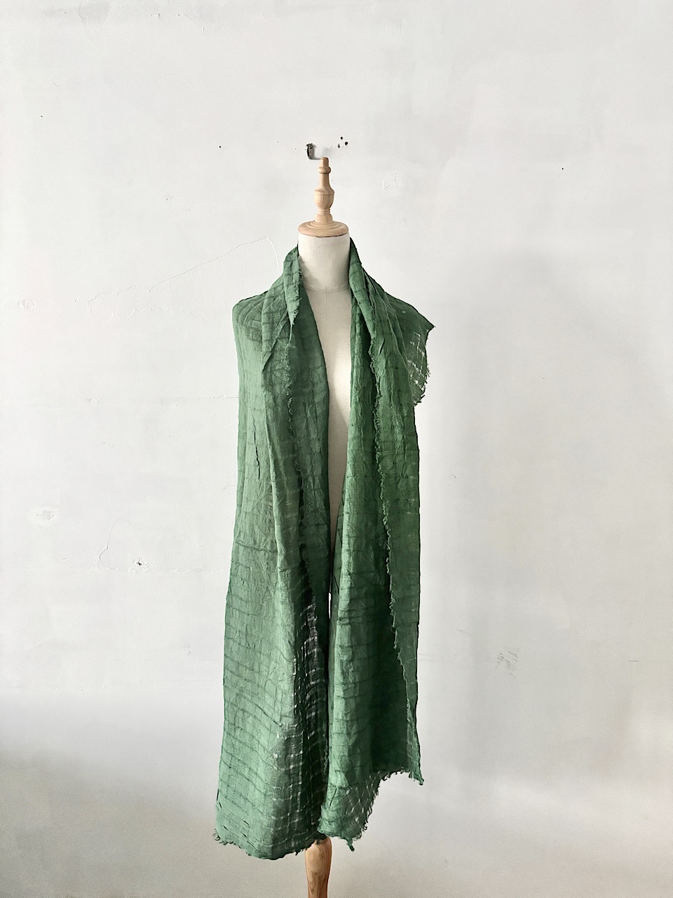 【美品】Lisette リゼッタ リネン100% 大判ストール グリーン