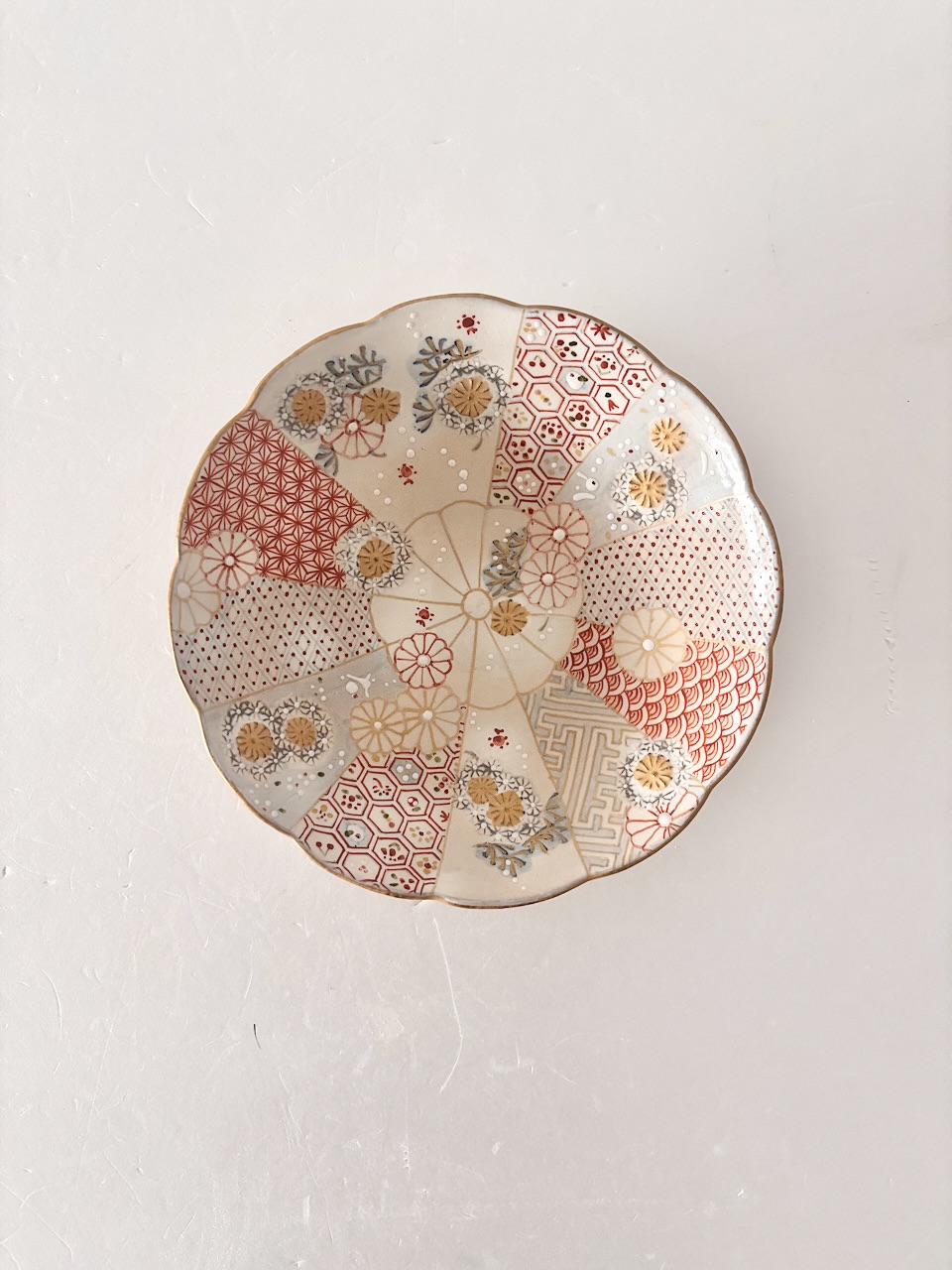 【美品】原稔・原依子  コラボ皿 花三島(木箱付き)21cm