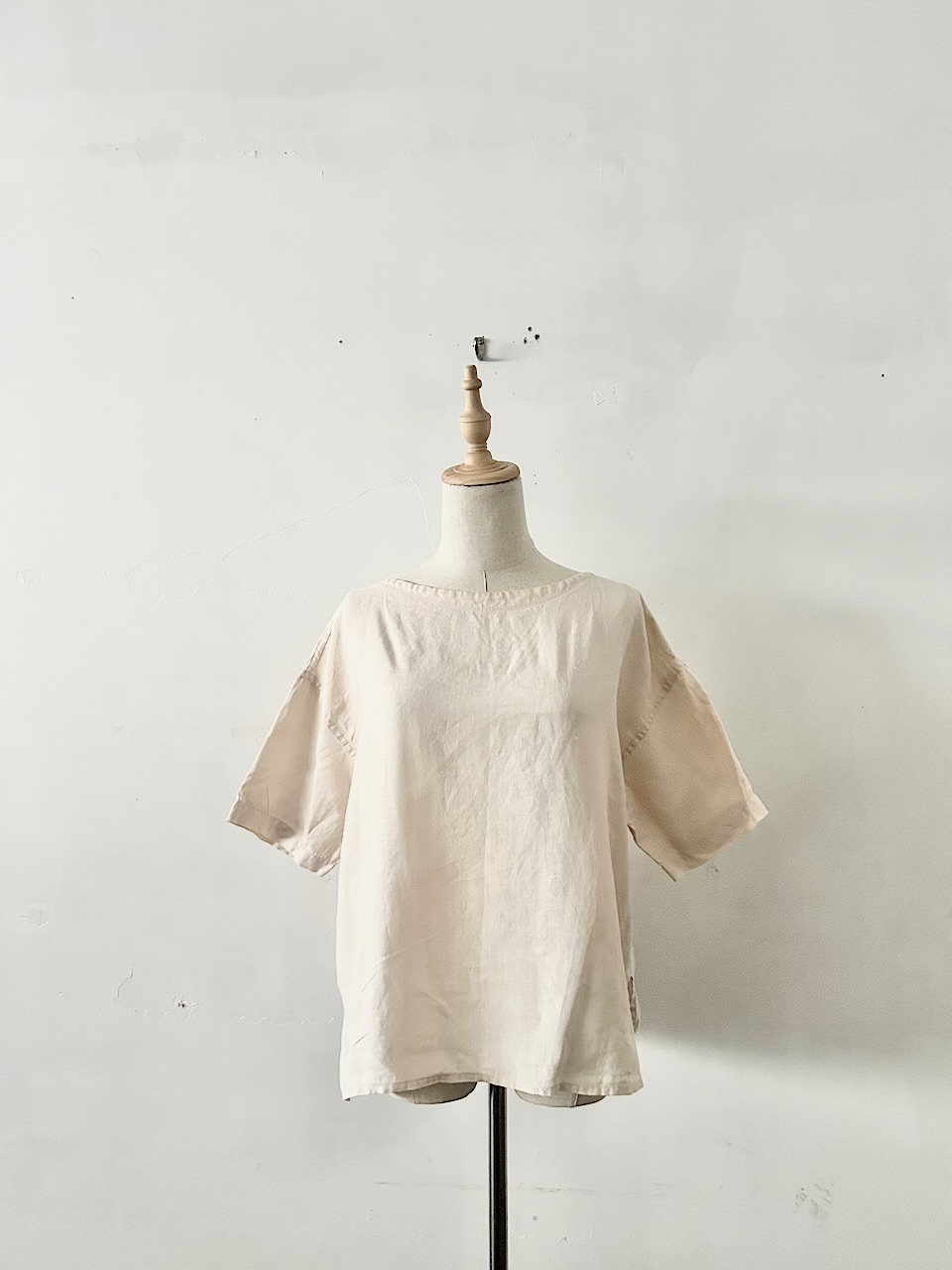 【美品】ORCIVAL リネンボートネックショートスリーブシャツ 淡ベージュ　サイズ1